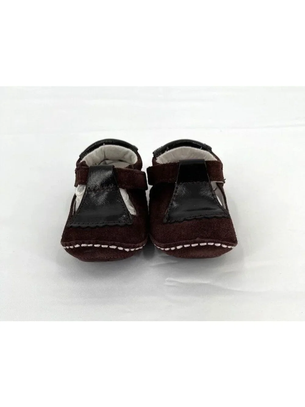 Rileyroos Baby  Shoes Size 3-6 Mos Brown Suede & Patent Creeper